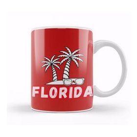Humuts Porselen Beyaz Florida Love Gift Vintage Retro Rainbow Kupa Bardak