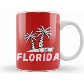Humuts Porselen Beyaz Florida Love Vintage Retro Rainbow Kupa Bardak