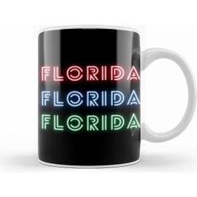 Humuts Porselen Beyaz Florida Love Vintage Retro Rainbow Kupa Bardak