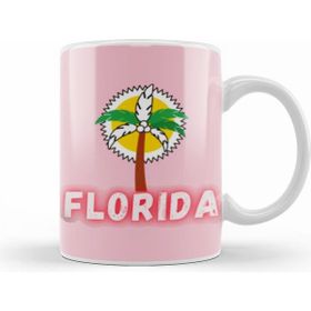 Humuts Porselen Beyaz Florida Love Vintage Retro Rainbow Kupa Bardak