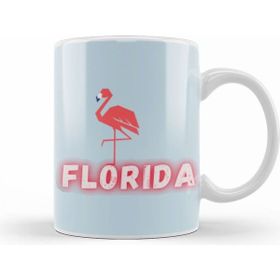 Humuts Porselen Beyaz Florida Love Vintage Retro Rainbow Kupa Bardak