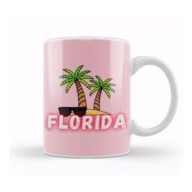 Humuts Porselen Beyaz Florida Vintage Retro Rainbow Kupa Bardak