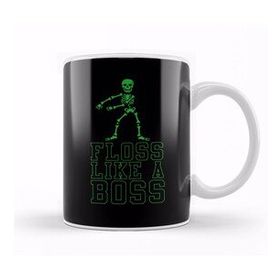 Humuts Porselen Beyaz Flossing Floss Like A Boss Skeleton Kupa Bardak