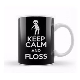 Humuts Porselen Beyaz Flossing Keep Calm And Floss Kupa Bardak
