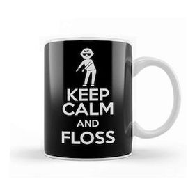 Humuts Porselen Beyaz Flossing Keep Calm And Floss Kupa Bardak