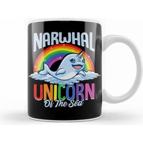 Humuts Porselen Beyaz Funny Narwhal Unicorn Of The Sea Kupa Bardak