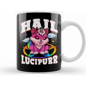 Humuts Porselen Beyaz Hail Lucipurr Cat Rainbow Unicorn Kitty Satanic Kupa Bardak