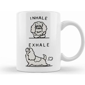 Humuts Porselen Beyaz Inhale Exhale Cavalier King Charles Spaniel Yoga Kupa Bardak