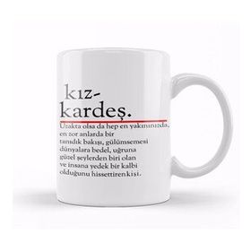 Humuts Porselen Beyaz Kız Kardeş Söz Kupa Bardak