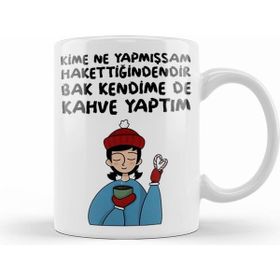 Humuts Porselen Beyaz Kız Kardeş Yazılı Kupa Bardak