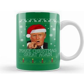 Humuts Porselen Beyaz Make Christmas Great Again Donald Trump Knit Pattern Kupa Bardak