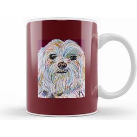 Humuts Porselen Beyaz Maltese Dog Kupa Bardak