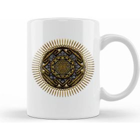 Humuts Porselen Beyaz Mandala Tee S Mandala Sri Yantra Kupa Bardak