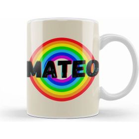 Humuts Porselen Beyaz Mateo Name Personalized Custom Vintage Retro Rainbow Style Design Gift Baby Gift For Him Kupa Bardak
