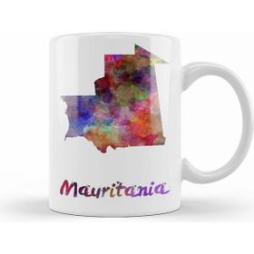 Humuts Porselen Beyaz Mauritania In Watercolor Kupa Bardak