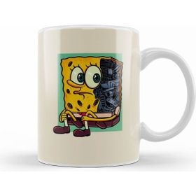 Humuts Porselen Beyaz Mecha Sponge Süngerbob Kupa Bardak