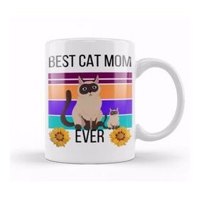 Humuts Porselen Beyaz Mothers Day 2021 Best Cat Mom Ever Funny 2021 Kupa Bardak