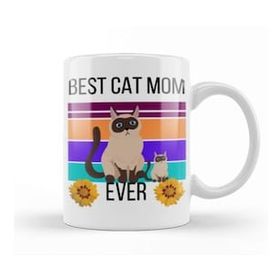 Humuts Porselen Beyaz Mothers Day 2021 Best Cat Mom Ever Funny 2021 Kupa Bardak
