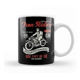 Humuts Porselen Beyaz Motorbik Eıron Rider Racers Club Kupa Bardak