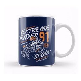 Humuts Porselen Beyaz Motorbike Extreme Rider Kupa Bardak