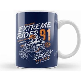 Humuts Porselen Beyaz Motorbike Extreme Rider Kupa Bardak