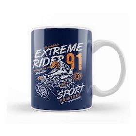 Humuts Porselen Beyaz Motorbike Extreme Rider Kupa Bardak