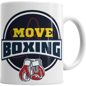 Humuts Porselen Beyaz Move Boxing Logo Grande Cinza Kupa Bardak