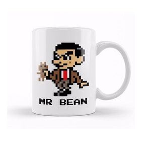 Humuts Porselen Beyaz Mr Bean Pixel Character Kupa Bardak