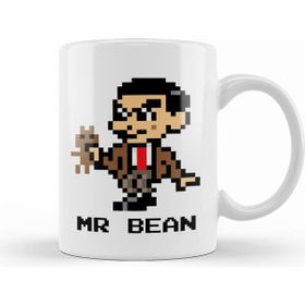 Humuts Porselen Beyaz Mr Bean Pixel Character Kupa Bardak