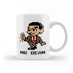 Humuts Porselen Beyaz Mr Bean Pixel Character Kupa Bardak