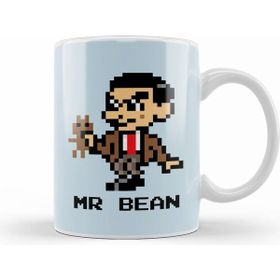 Humuts Porselen Beyaz Mr Bean Pixelated Character Kupa Bardak