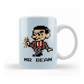 Humuts Porselen Beyaz Mr Bean Pixelated Character Kupa Bardak