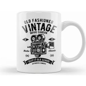 Humuts Porselen Beyaz Old Fashioned Vintage Movie Camera Kupa Bardak