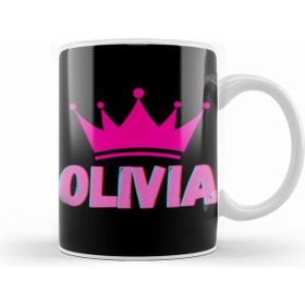 Humuts Porselen Beyaz Olivia Name Personalized Custom Vintage Retro Rainbow Style Design Gift Baby Gift For Her Kupa Bardak