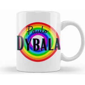 Humuts Porselen Beyaz Paulo Dybala Vintage Retro Rainbow Style Kupa Bardak