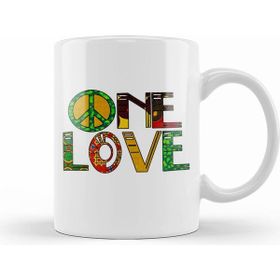 Humuts Porselen Beyaz Peace Barış Simge One Love Rasta 01 Kupa Bardak