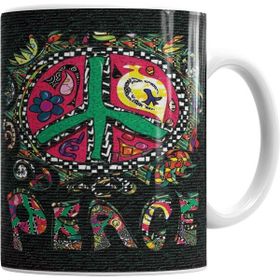 Humuts Porselen Beyaz Peace Barış Simgesi Kupa Bardak