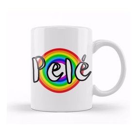 Humuts Porselen Beyaz Pelé Retro Rainbow Style Kupa Bardak