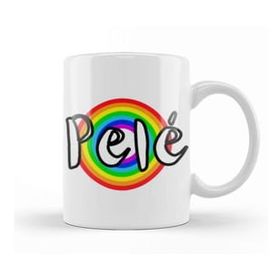 Humuts Porselen Beyaz Pelé Retro Rainbow Style Kupa Bardak