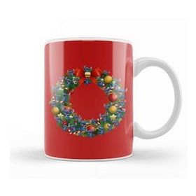 Humuts Porselen Beyaz Stitch Lilo And Stitch Multiface Christmas Wreath Kupa Bardak