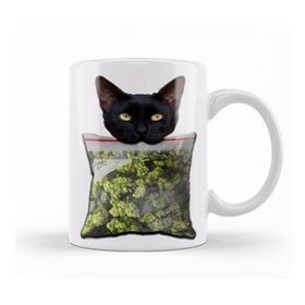 Humuts Porselen Beyaz Stoner Lucky The Black Cat Kedi Kupa Bardak