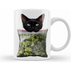 Humuts Porselen Beyaz Stoner Lucky The Black Cat Kedi Kupa Bardak