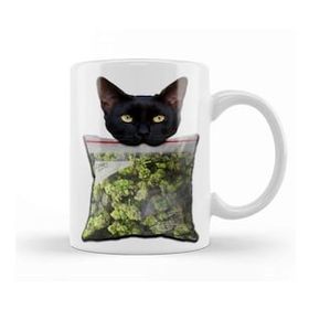 Humuts Porselen Beyaz Stoner Lucky The Black Cat Kedi Kupa Bardak