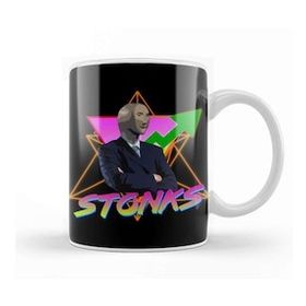 Humuts Porselen Beyaz Stonks Vintage Aesthetic 01 Kupa Bardak