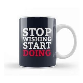 Humuts Porselen Beyaz Stop Wishing Start Doing Gym Inspiration Kupa Bardak