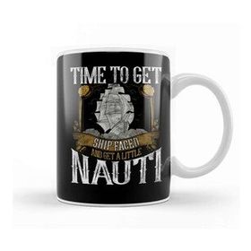 Humuts Porselen Beyaz Time To Get Ship Faced And Get A Little Nauti Pun Kupa Bardak