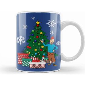 Humuts Porselen Beyaz Tintin And Snowy Around The Christmas Tree Kupa Bardak