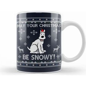 Humuts Porselen Beyaz Tintin May Your Christmas Be Snowy Knit Kupa Bardak