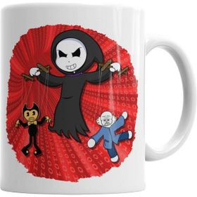 Humuts Porselen Beyaz Toddyn Bendy Sans Puppet Red Kupa Bardak