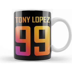 Humuts Porselen Beyaz Tony Lopez Logo Name And Birth Year Number Rainbow Kupa Bardak